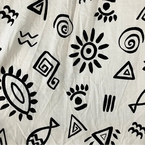 BLU PEPPER Linen Blend Button Up Shirt M Long Sleeve Boho Artsy Resort Vacation - Picture 11 of 13